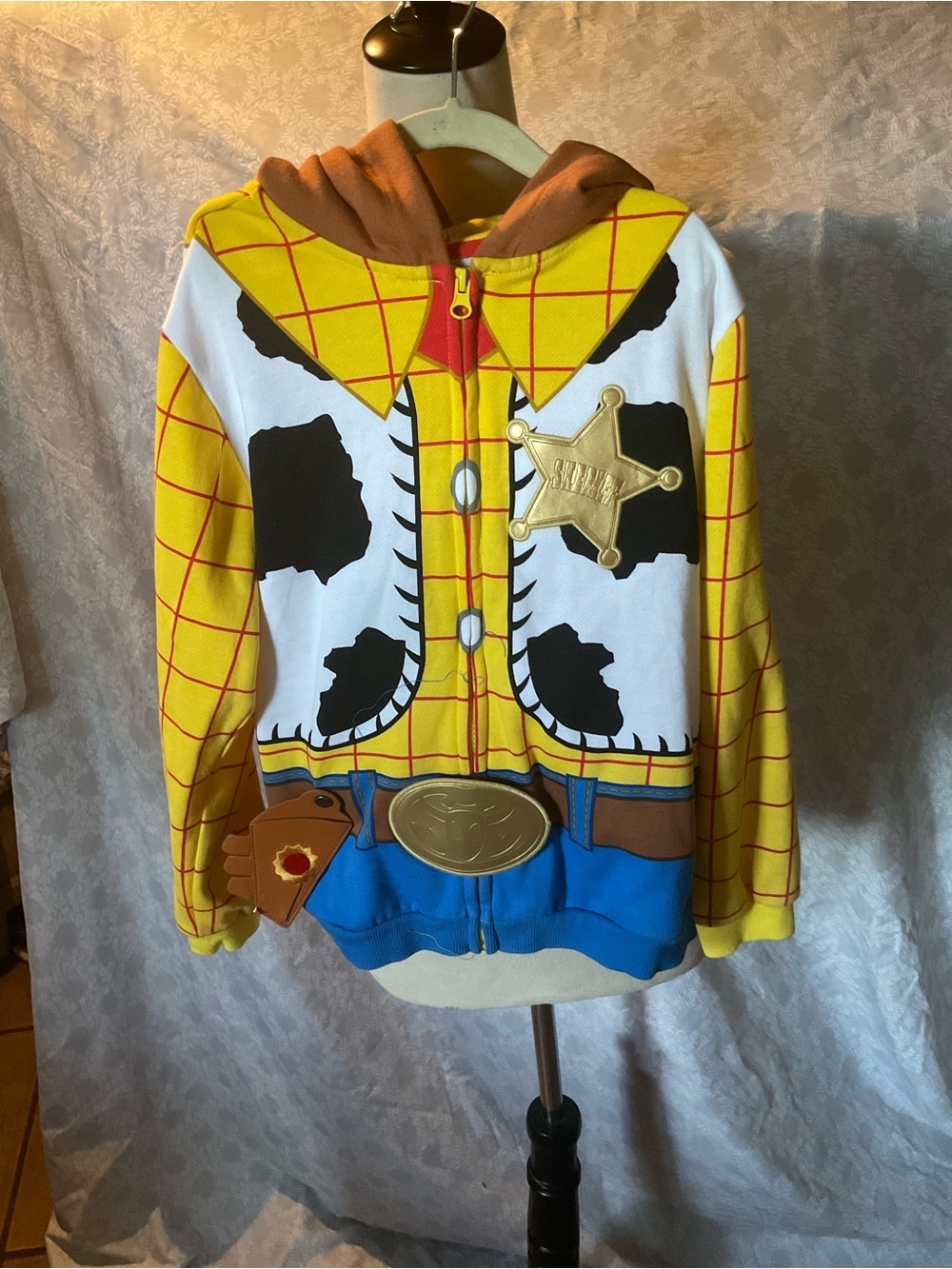 Disney Woody Sheriff Print Yellow and Blue Zip Up Hoodie